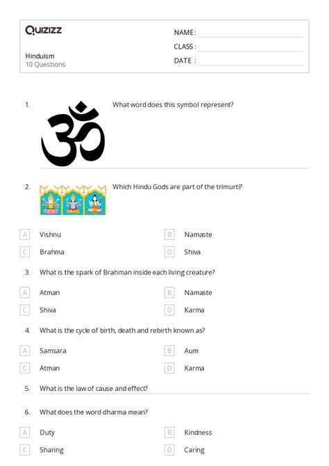 50 Origins Of Hinduism Worksheets For 5th Year On Quizizz Free