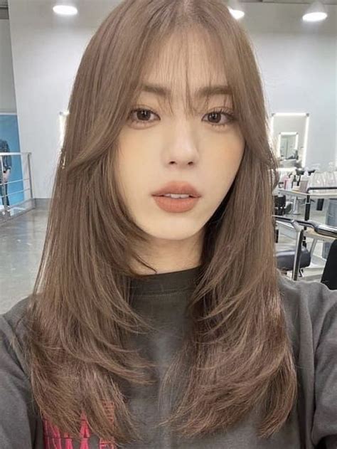 Winter Korean Hair Color Light Ash Brown Layered Haircuts For Medium