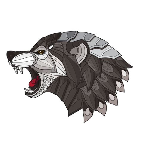 Premium Vector Zentangle Stylized Wolf Head Vector Illustration