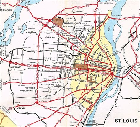 Missouri Highway Department Map Of St Louis In 1953 Prior To The