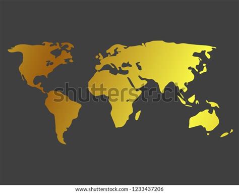 World Map Gold On Grey Background Stock Vector Royalty Free