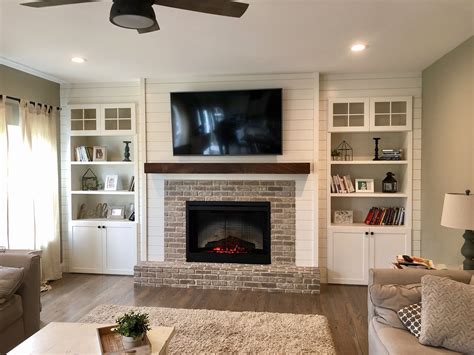 Shiplap Fireplace Wall Built In Around Fireplace Built In Shelves