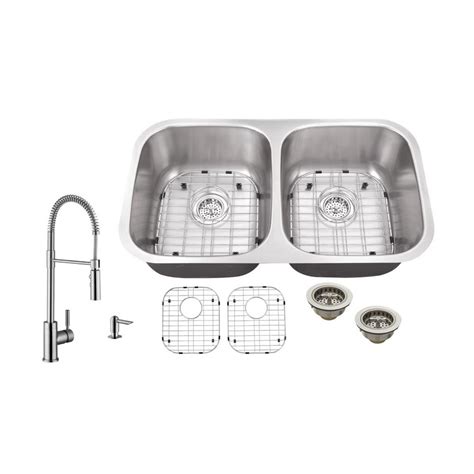 What are the parts of a kitchen sink? IPT Sink Company Undermount 32 in. 16-Gauge Stainless ...