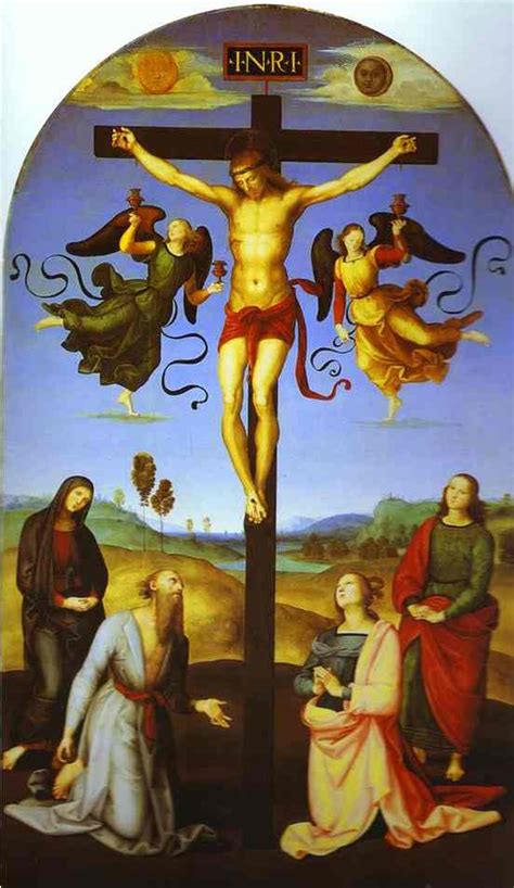 Der gefangene wird wieder seiner kleidung beraubt, außer einem lendentuch, das den juden erlaubt war. Kreuzigung von Raphael - Raffaello Sanzio (1483-1520 ...