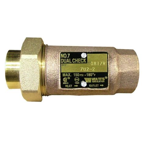 34 In Lead Free Brass Mpt Dual Check Valve Lf7u2 2 34 The Home Depot