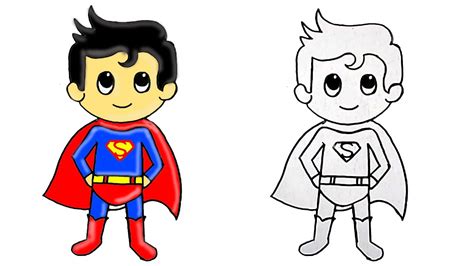 How To Draw Superhero Superman Cute Step By Step Youtube