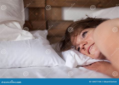 A Beautiful Woman Wakes Up Stock Photo Image Of Female 120577106
