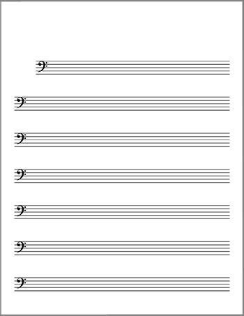 The second pdf file also includes standard sheet music lines above each tab row. Bass clef blank lead sheet title page | Blank sheet music, Lead sheet, Sheet music