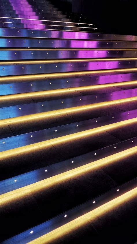 Download Wallpaper 1080x1920 Stairs Neon Backlight Light Samsung