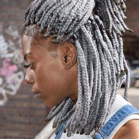 Give your natural hair a month break with box braids. Silver Grey Twists | Hair styles, Yarn braids styles, Yarn ...