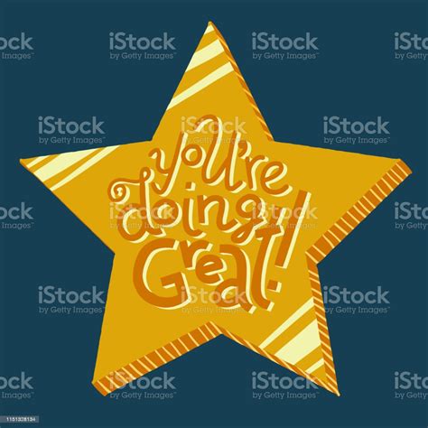 Gold Star Youre Doing Great Lettering Card Stock Illustration 