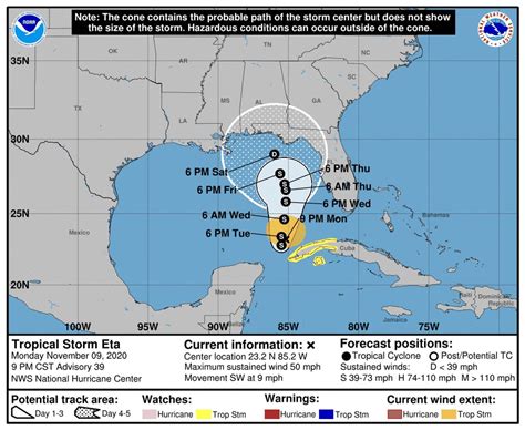 Tropical Storm Eta Track Update Etas Path Again Shifts A Bit To The