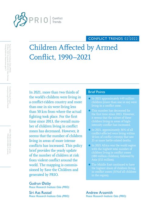 Children Affected By Armed Conflict 19902021 Peace Research