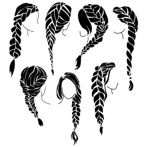 Hairstyles With Braids Silhouettes Stock Photos Pictures And Royalty