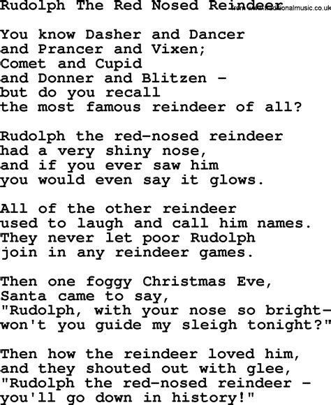 Catholic Hymns Song Rudolph The Red Nosed Reindeer Lyrics And Pdf
