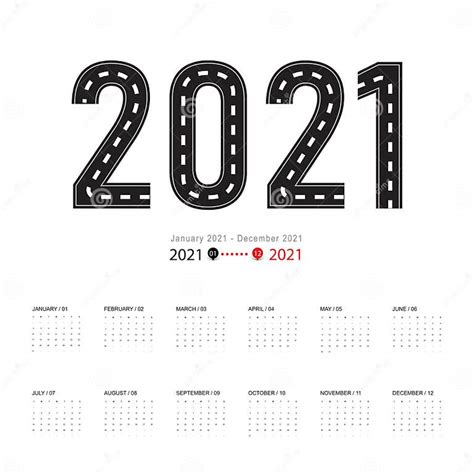 2021 Calendar Planner Set For Template Design Stock Vector