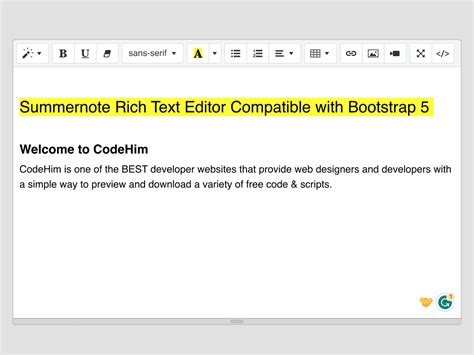 Summernote Editor Compatible With Bootstrap Codehim