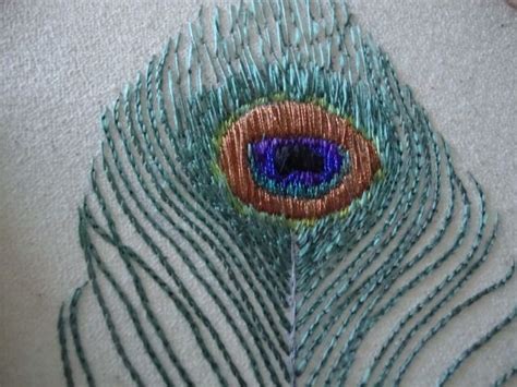 Embroidered Peacock Feather Embroidery Peacock Feather Embroidered