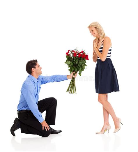 Man Giving Roses To A Woman Stock Image Image Of Length Male 28701955