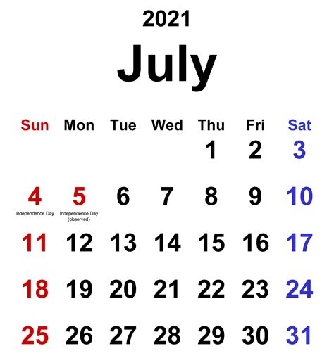 July Calendar 2021 Template July Calendar 2021 Calendar Calendar