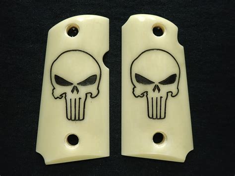Faux Ivory Punisher Engraved Kimber Micro 9 Grips Ls Grips