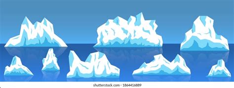 Floating Icebergs Collection Drifting Arctic Glacier Stock Vector