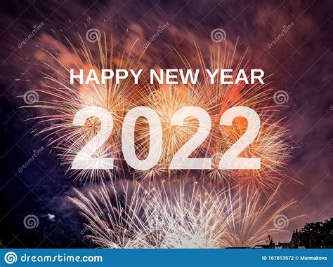 Happy New Year 2022 With Fireworks Background Stock Photo Image Of