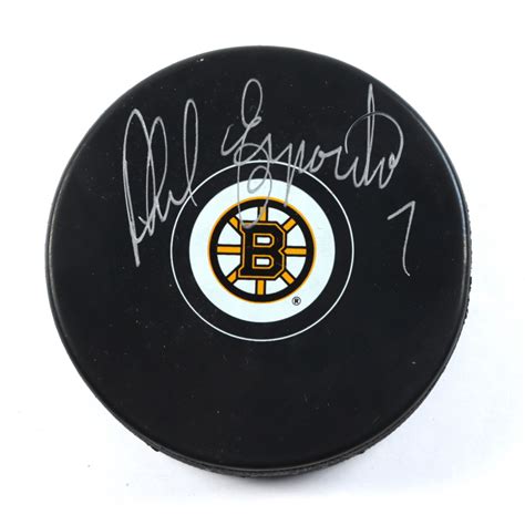 Phil Esposito Signed Bruins Logo Hockey Puck Schwartz Coa Pristine