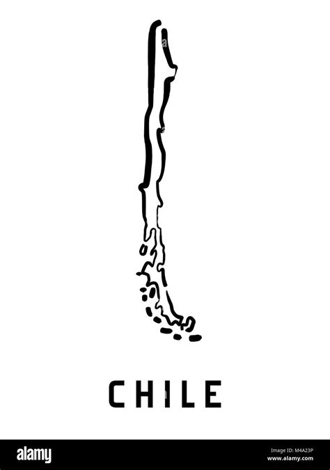 Chile Map Outline Smooth Simplified Country Shape Map Vector Stock