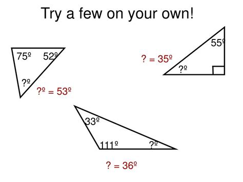 Ppt Finding The Missing Angle In A Triangle Powerpoint Presentation