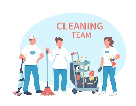 Premium Vector Janitorial Service Flat Color Faceless Characters