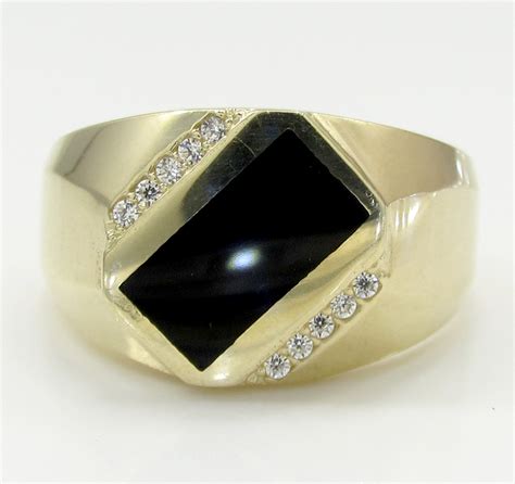 Buy 10k Yellow Gold Cz Black Onyx Ring 010ct Online At So Icy Jewelry