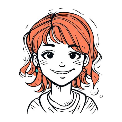 Premium Vector Beautiful Redhead Girl With Freckles Vector Illustration