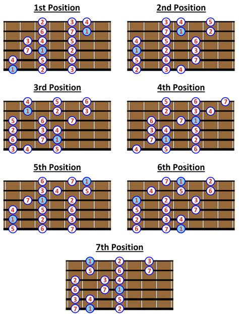 The Major Scale Notes And 7 Positions On The Guitar