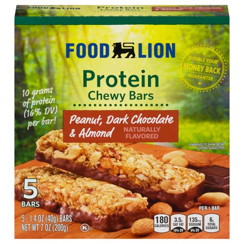 Save On Food Lion Chewy Protein Bars Peanut Dark Chocolate Almond 5
