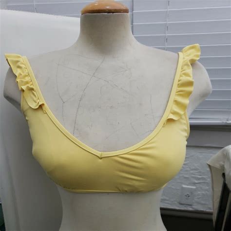 Lauren Ralph Lauren Ruffled Bikini Top Yellow Medium Gem