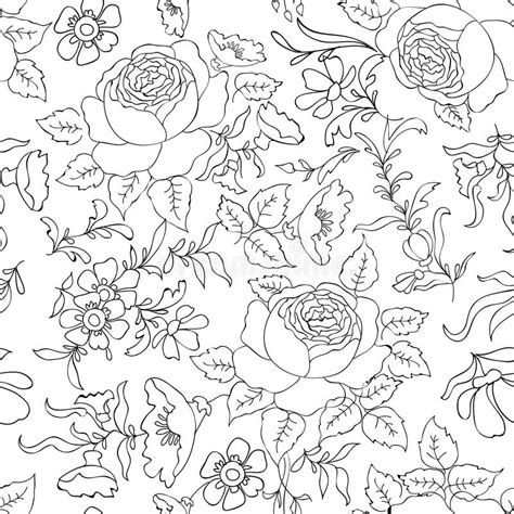 ✓ free for commercial use ✓ high quality images. Floral Seamless Pattern. Flower Outline Background. Stock ...