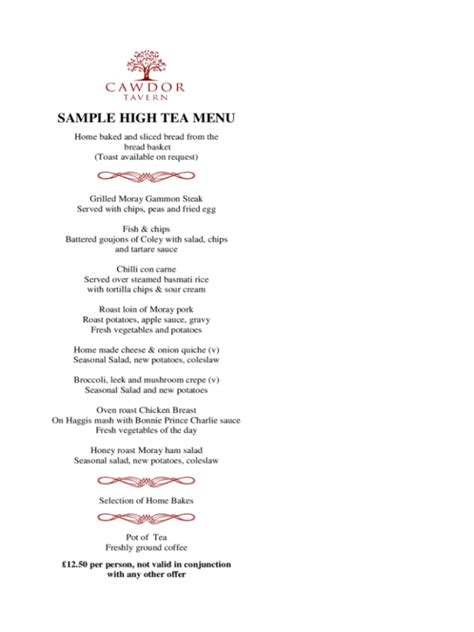 High Tea Menu Template 2 Free Templates In Pdf Word Tea Party Menu