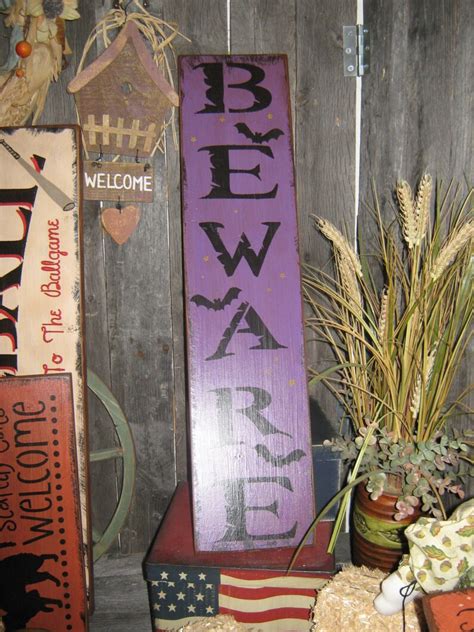 Primitive Large Holiday Wooden Painted Halloween Subway Sign Etsy