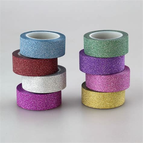 8pcs lot 15mm japanese glitter washi tape decorative adhesive tapes solid color washi masking