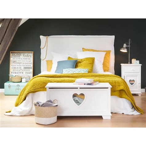 Une tête de lit peut apporter beaucoup à votre chambre à coucher. Housse de tête de lit 160 en coton ivoire Morphee | Maisons du Monde