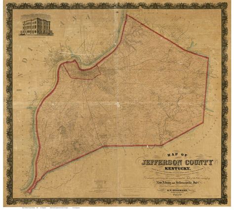 Jefferson County Kentucky 1858 Old Map Reprint Old Maps