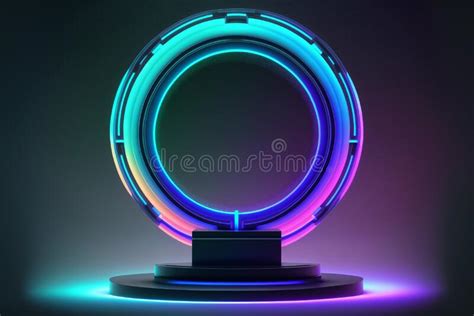 Hologram Futuristic Neon Color Circle Elements Generative Ai