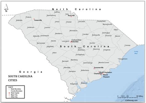 Map Of South Carolina Cities And Towns List Of Cities In South