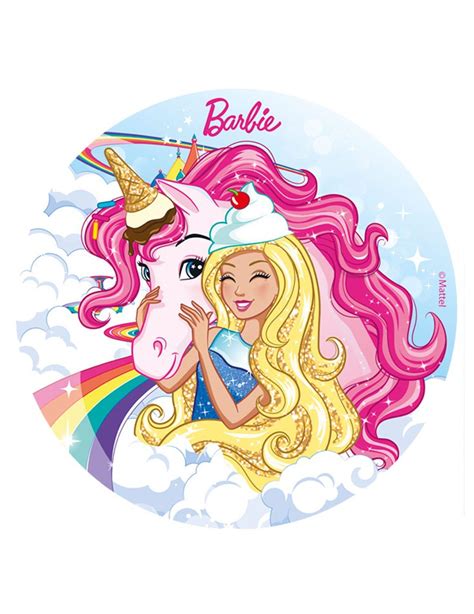 Cialda Commestibile Barbie Unicorno Da 20 Cm Ubicaciondepersonascdmx