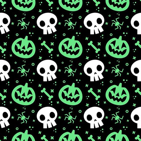 Halloween Pattern Seamless Digital Paper Black Green White Etsy
