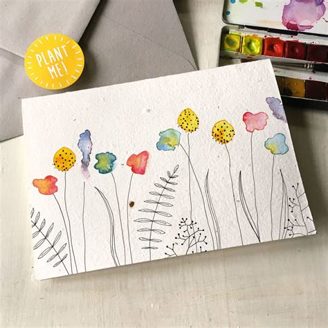 This Handmade Card Is Embedded With Varieties Of Native British Wildflower Seeds After Use