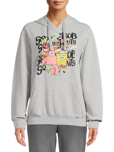 Spongebob Group Juniors Graphic Hooded Pullover Sweatshirt