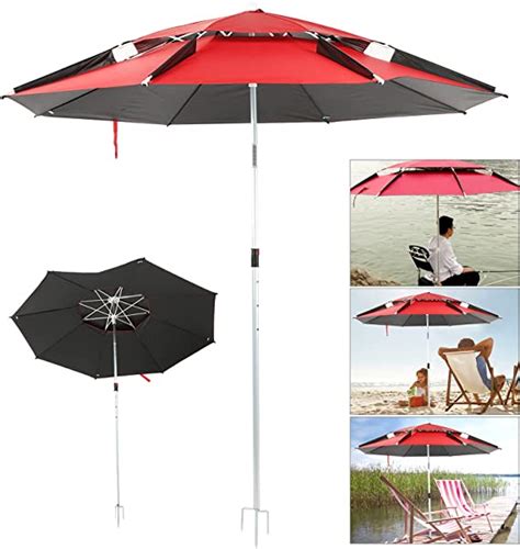 Outdoor Beach Umbrella Uv Protection 360 Degree Adjustable Beach