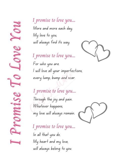 I Promise To Love You A4 Poem Print Digital Download Etsy Uk